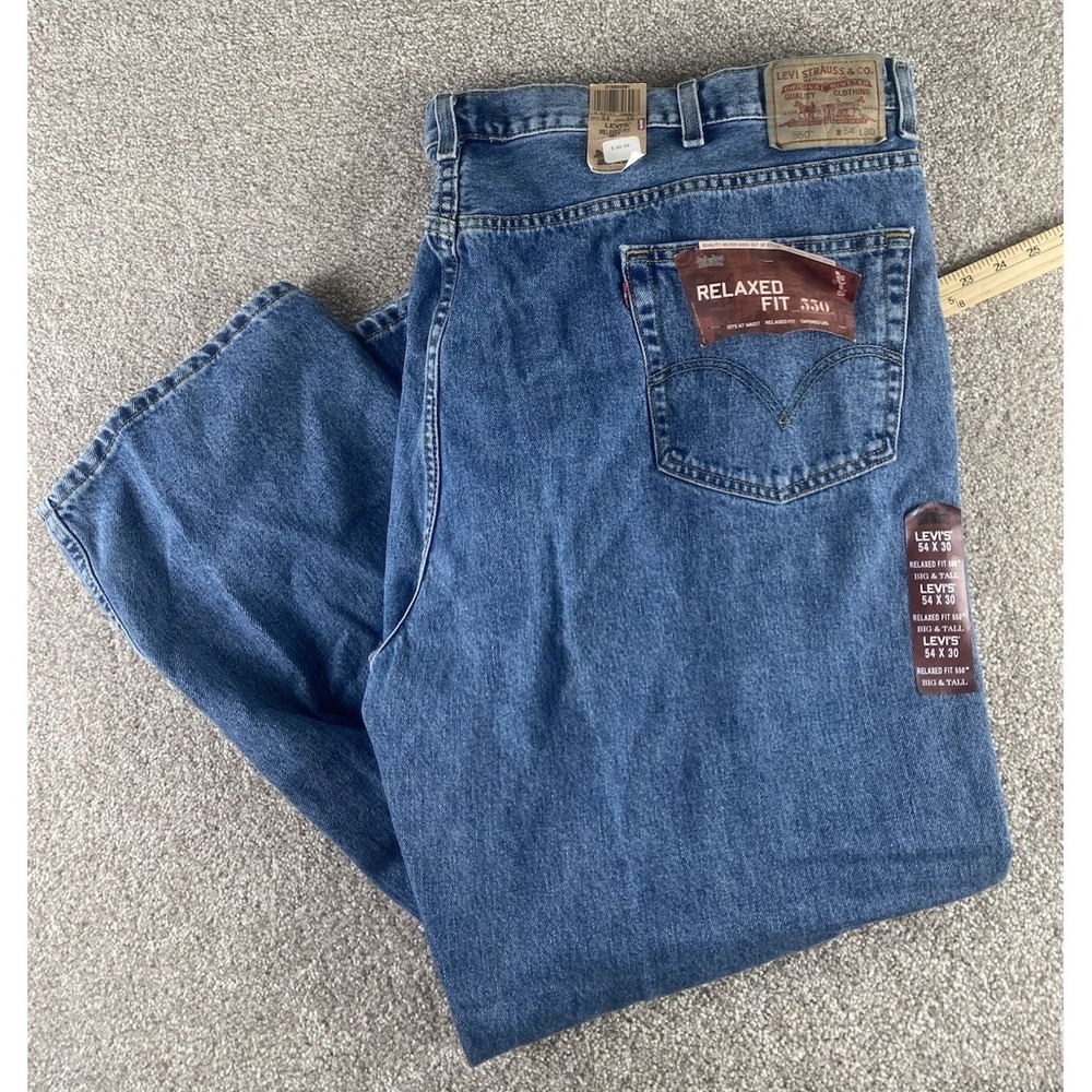 VTG Levi's 550 Blue Jeans Mens 54x30 Relaxed Fit NWT Cotton Medium Wash Western